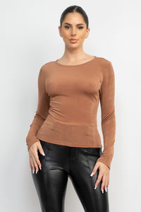 Blusa Casual de Terciopelo Cuello Redondo