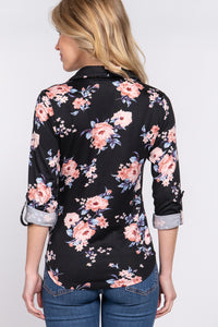 Blusa Estampado Floral de Punto con Mangas 3/4