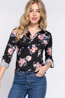 Blusa Estampado Floral de Punto con Mangas 3/4