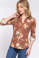 Blusa Estampado Floral de Punto con Mangas 3/4