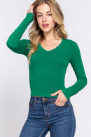 Blusa Casual Ligera con Cuello en V Manga Larga