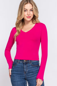 Blusa Casual Ligera con Cuello en V Manga Larga