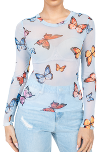 Blusa con estampado mariposas