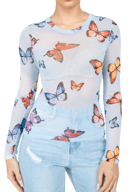 Blusa con estampado mariposas