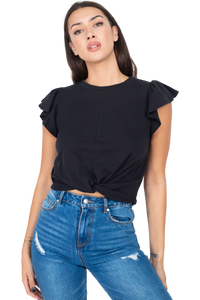 Blusa casual con mangas olan caído