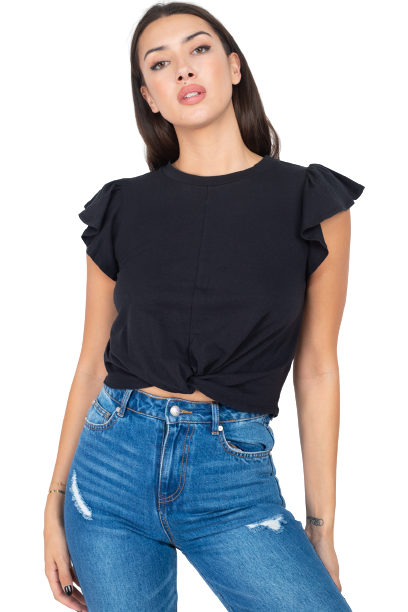 Blusa casual con mangas olan caído