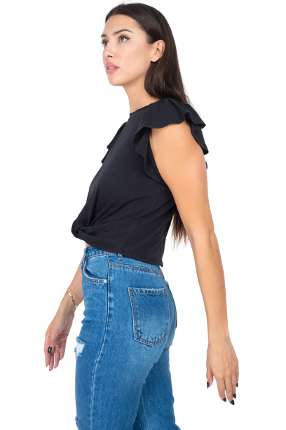 Blusa casual con mangas olan caído