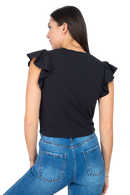 Blusa casual con mangas olan caído