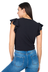 Blusa casual con mangas olan caído