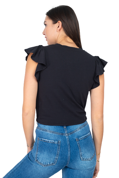 Blusa casual con mangas olan caído