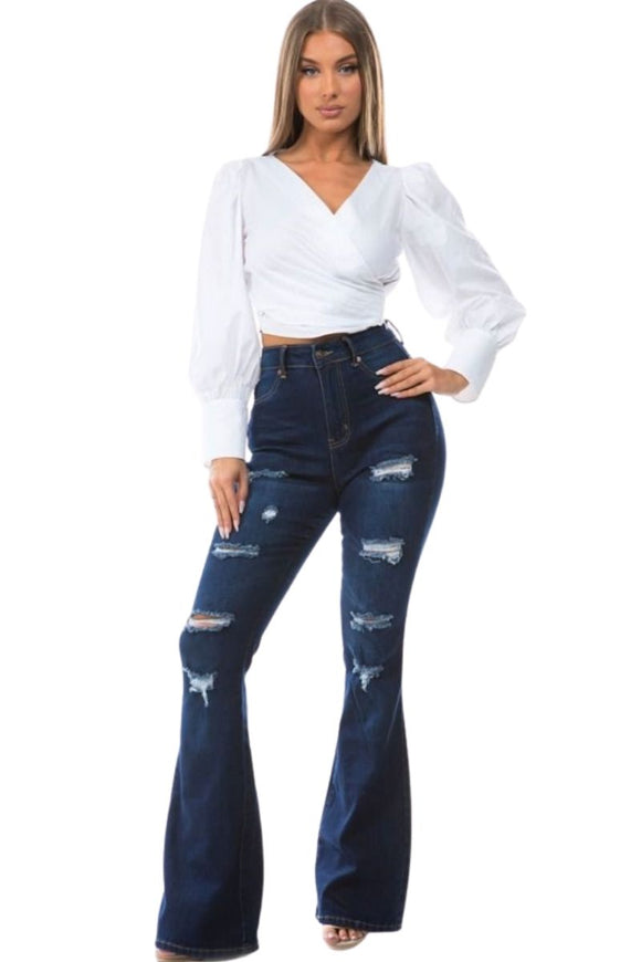 Jeans Wideleg con detalle roto