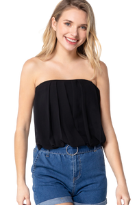 Blusa strapless con tablones