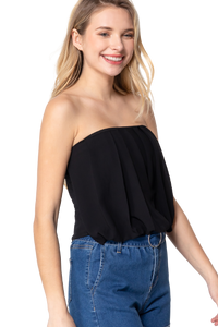 Blusa strapless con tablones