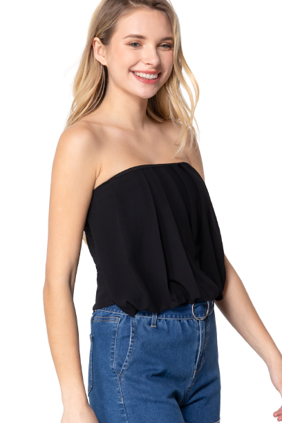 Blusa strapless con tablones