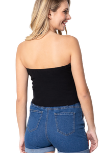 Blusa strapless con tablones