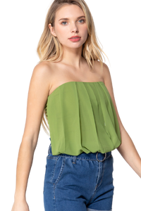 Blusa strapless con tablones