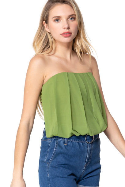 Blusa strapless con tablones