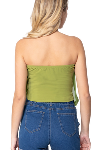 Blusa strapless con tablones