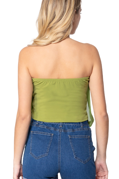 Blusa strapless con tablones