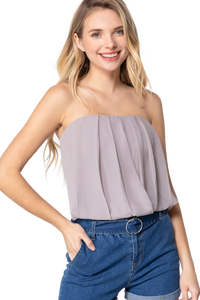 Blusa strapless con tablones