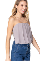 Blusa strapless con tablones