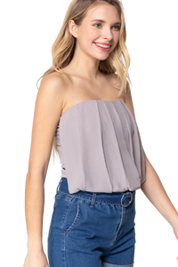 Blusa strapless con tablones